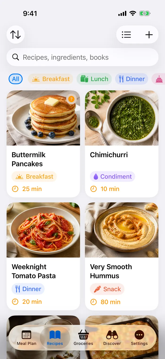 A colorful recipe library